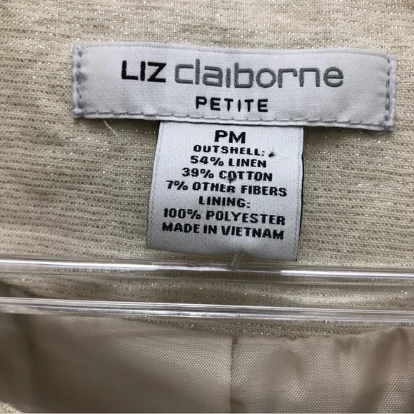 Liz Claiborne W Size PM Cream/Silver Long Sleeve Scoop Neck Short Jacket. - Picture 6 of 8
